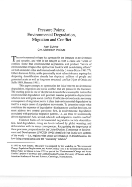 Pressure Points: Environmental Degradation, Migration and Conflict