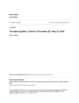 The Bates Spudent - [Volume 129 Number 22] - May 25, 2000