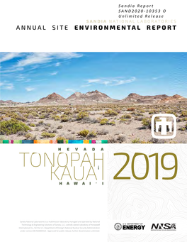 2019 Annual Site Environmental Report for SNL/Tonopah Test