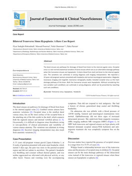 Bilateral Transverse Sinus Hypoplasia: a Rare Case Report