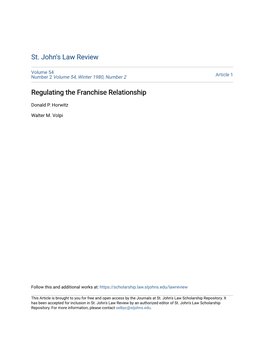 Regulating the Franchise Relationship