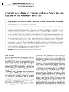 Amphetamine Effects on Prepulse Inhibition Across-Species: Replication and Parametric Extension