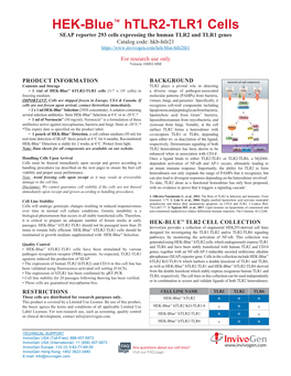 HEK-Blue Htlr2-TLR1 Cells | Data Sheet | Invivogen