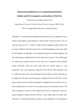 Theoretical Prediction of a Two-Dimensional Intrinsic Double