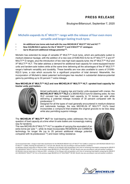 Michelin Expands Its X® MULTI™ Truck Range