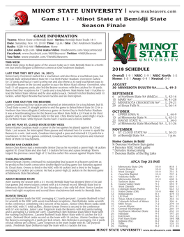 MINOT STATE UNIVERSITY | Game 11 - Minot State at Bemidji State Season Finale