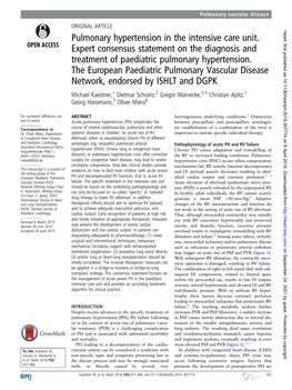 Pulmonary Hypertension in the Intensive Care Unit