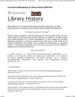 Cumulative Bibliography of Library History 2000-2018 | Round Tables