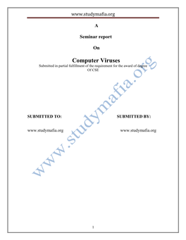 A Seminar Report on Computer Viruses