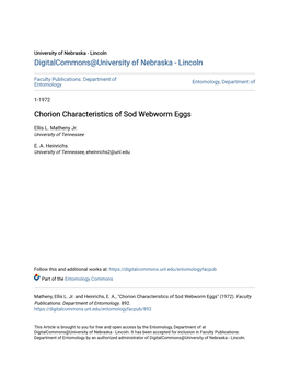 Chorion Characteristics of Sod Webworm Eggs