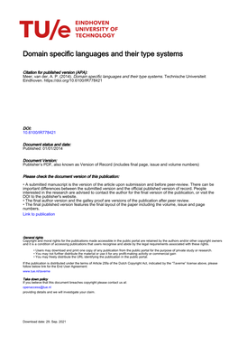 Domain Specific Languages and Their Type Systems