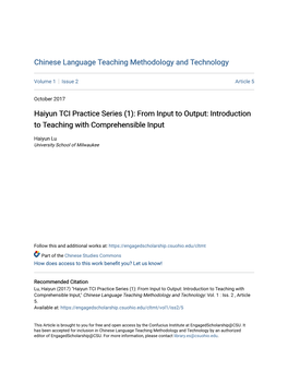 Introduction to Teaching with Comprehensible Input