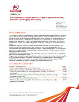 Shoulder Joint Surgery: Arthrotomy