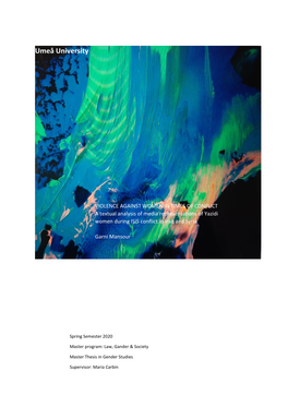 VIOLENCE AGAINST WOMEN in TIMES of CONFLICT a Textual Analysis of Media Representations of Yazidi Women During ISIS Conflict in Iraq and Syria