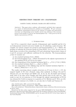 OBSTRUCTION THEORY on 8-MANIFOLDS 1. Introduction Let M