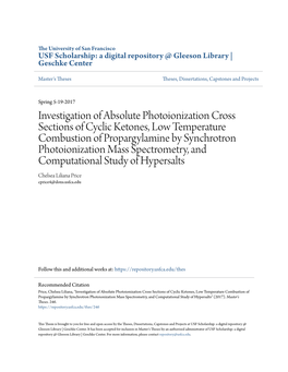 Investigation of Absolute Photoionization Cross Sections of Cyclic Ketones, Low Temperature Combustion of Propargylamine by Sync