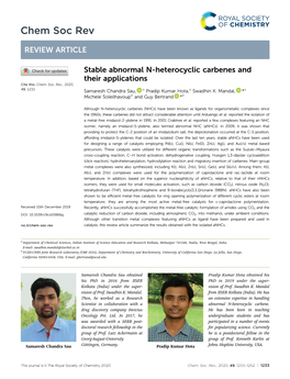 Stable Abnormal N-Heterocyclic Carbenes and Their Applications Cite This: Chem