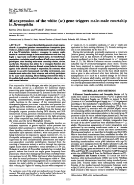 (W) Gene Triggers Male-Male Courtship in Drosophila SHANG-DING ZHANG and WARD F