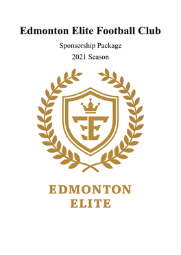Edmonton Elite Football Club Sponsorship Package 2021 Season