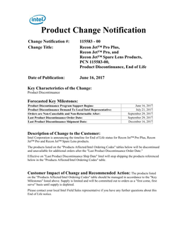 Product Change Notification