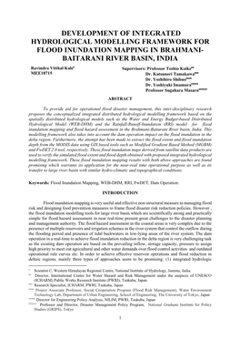 BAITARANI RIVER BASIN, INDIA Ravindra Vitthal Kale Supervisors: Professor Toshio Koike MEE18715 Dr