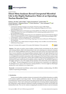 Direct Meta-Analyses Reveal Unexpected Microbial Life in the Highly Radioactive Water of an Operating Nuclear Reactor Core