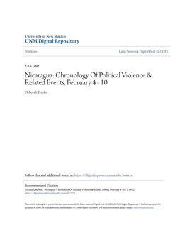 Nicaragua: Chronology of Political Violence & Related Events, February 4 - 10 Deborah Tyroler