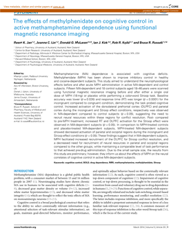 The Effects of Methylphenidate on Cognitive Control in Active