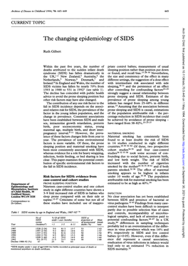 The Changing Epidemiology of SIDS