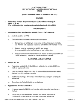 Plate Loop Count 3M™ Petrifilm™ Aerobic Count Method Ims #3