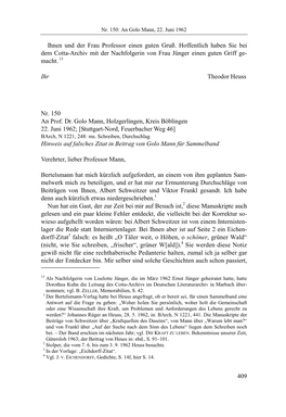 409 Ihnen Und Der Frau Professor Einen Guten Gruß. Hoffentlich