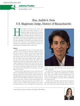 Hon. Judith G. Dein U.S. Magistrate Judge, District of Massachusetts