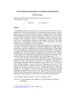 Electron-Phonon Interaction in Tetrahedral Semiconductors