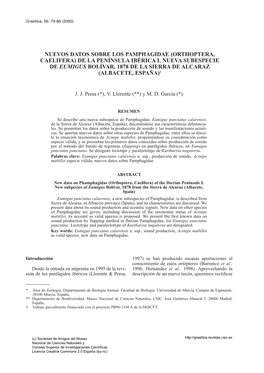 Nuevos Datos Sobre Los Pamphagidae (Orthoptera, Caelifera) De La Península Ibérica I