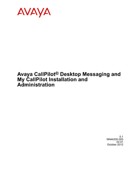 Avaya Callpilot® Desktop Messaging and My Callpilot Installation and Administration