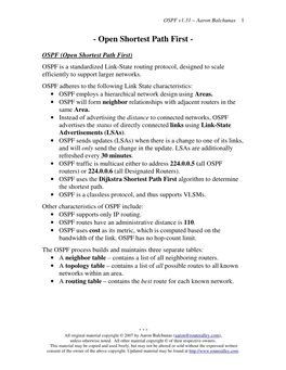 Open Shortest Path First (OSPF)