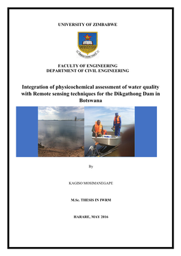 Assessment of the Water Quality of the Dikgathong Dam in Botswana Using Remote Sensing Techniques