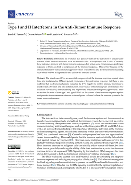 Type I and II Interferons in the Anti-Tumor Immune Response