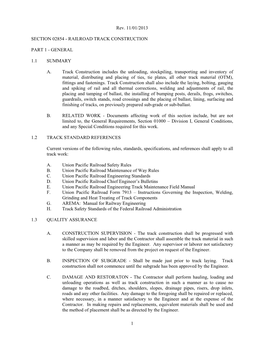 Section 02854 - Railroad Track Construction