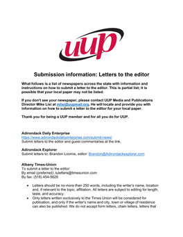 Submission Information: Letters to the Editor