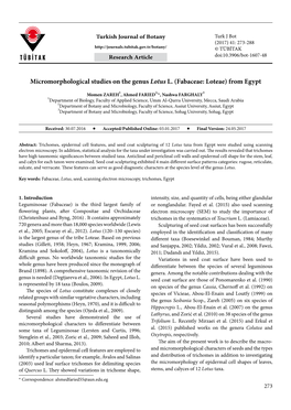 Micromorphological Studies on the Genus Lotus L. (Fabaceae: Loteae) from Egypt