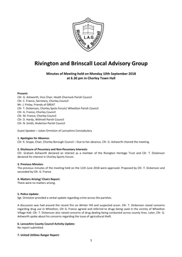 Rivington and Brinscall Local Advisory Group