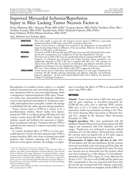 Improved Myocardial Ischemia/Reperfusion Injury in Mice