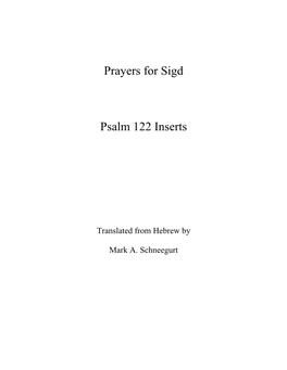 Prayers for Sigd Psalm 122 Inserts