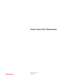 Oracle Solaris 10 811 Release Notes