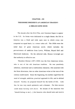 Iii Theodore Dreiser's an American Tragedy