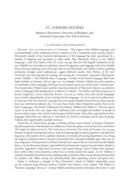 VI. Yiddish Studies Mikhail Krutikov, University of Michigan, and Gennady Estraikh, New York University