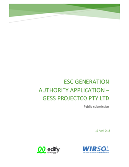 GESS PROJECTCO PTY LTD Public Submission