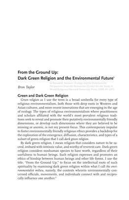 From the Ground Up: Dark Green Religion and the Environmental Future1