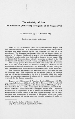 The Seismicity of Iran. the Firuzabad